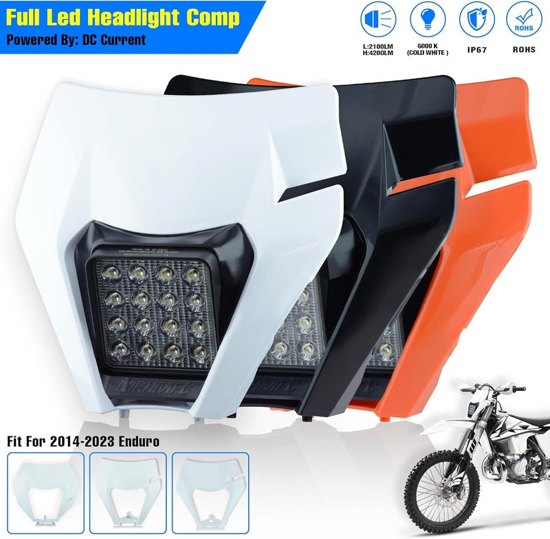 MCHMFG Dirt Bike Headlight,LED Enduro Pit Bike Light Kit Universal For Most Dirt Pit Bike Motorcycle EXC SXF White - Image 2